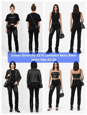 Unisex Givenchy SS15 Lambskin Moto Biker Jeans Size 25-26